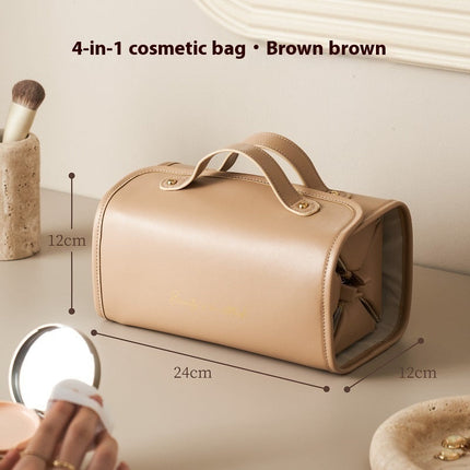 Foldable PU Cosmetic Bag with Spacious Compartment | Stylish Organizer for Easy Makeup Storage