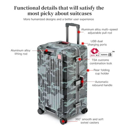 Hard Shell Suitcases with Spinner Wheels, Large Suitcase with Aluminum Frame