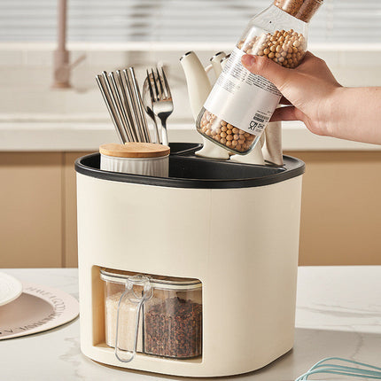 360° Rotating Utensil Holder with 4 Compartments | Durable Organizer for Effortless Kitchen Access