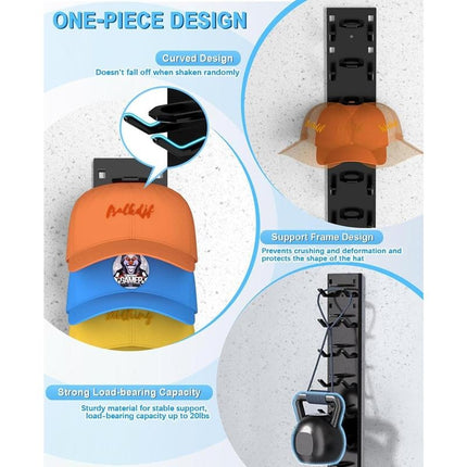 Hat Organizer for Wall, Wall Mounted Hat Rack for Baseball Caps