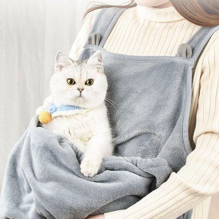 Soft Plush Pet Apron in Grey with Adjustable Straps | Comfortable Bomao Design for Small Pets