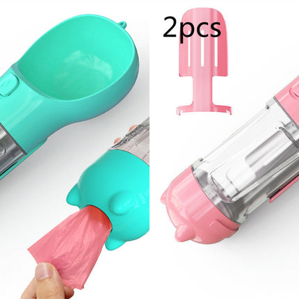 Portable 3-in-1 Dog Water Bottle with Food Compartment & Waste Bags | Hydration and Feeding Solution for Outdoor Adventures