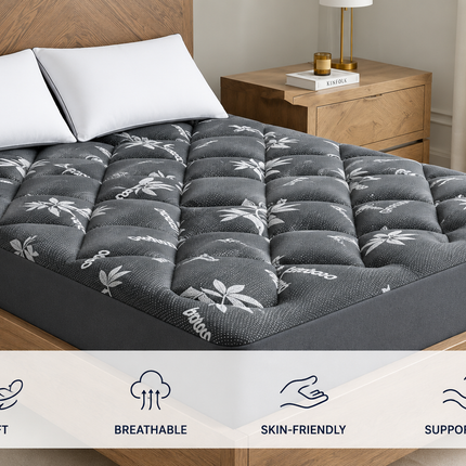 Eco Comfort | Viscose Bamboo Mattress Topper with Pillow Top Design | Deep Pocket for Ultimate Softness and Support