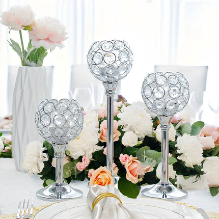 Crystal Candle Holders Set with Faceted Glass Design | Vintage-Inspired Lighting for Romantic Evenings
