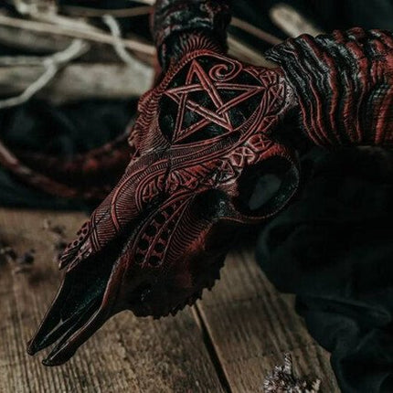 Ram Skull, Hand Carved Resin Skull Decor with Removable Horns, Animal Skull Decoration, Statues and Figurines for Home