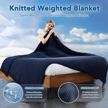 Cozy Comfort | Knitted Weighted Blanket with Cooling Microfiber | All-Season Softness for Ultimate Relaxation