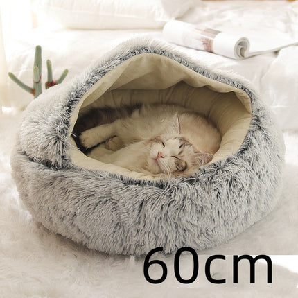 Plush Round Pet Bed for Dogs and Cats with Cozy Crystal Velvet | 2-in-1 Design for Ultimate Warmth and Comfort
