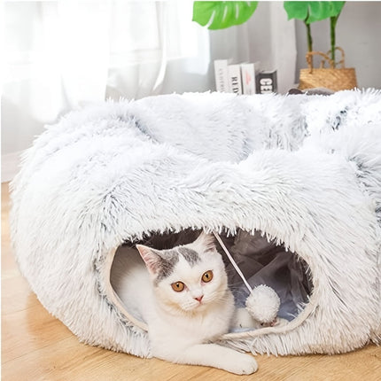 Winter Cat Nest Tunnel with Soft Plush Material | Cozy Retreat for Cats of All Sizes