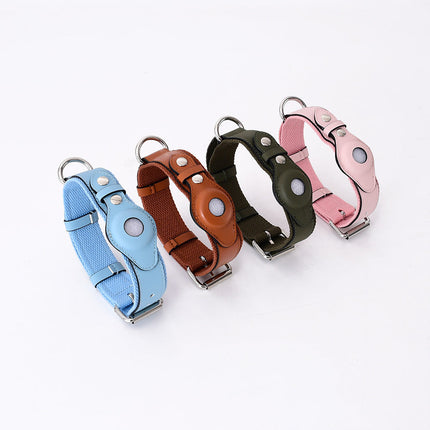 Airtag Leather Pet Collar with Adjustable Fit | Stylish Tracker Cover for Safety and Comfort