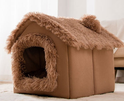 Cozy Foldable Pet House with Self-Warming Fabric | Durable & Portable Winter Bed for Dogs and Cats