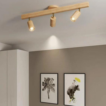 LED Spotlight for Ceiling, Adjustable Wooden Ceiling Spotlight with GU10 Bulb