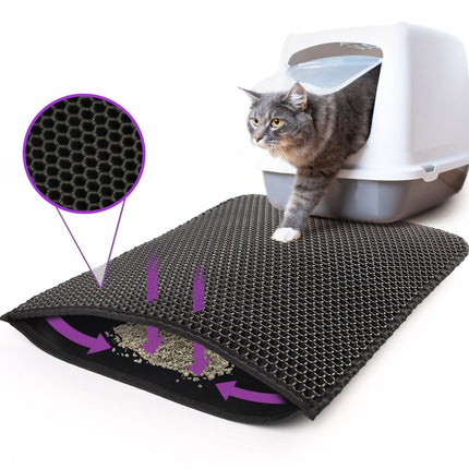 Waterproof Honeycomb Cat Litter Mat with Soft EVA Material | Prevents Litter Scatter and Protects Floors