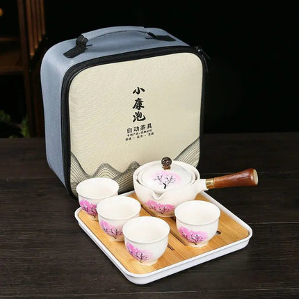 Ceramic Teapot with Infuser, Cherry Blossom Tea Set with 4 Tea Cups – image 6