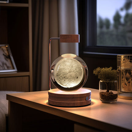 Crystal Glass LED Night Light with 3D Pattern | USB Rechargeable Home Decor for Warm Ambiance