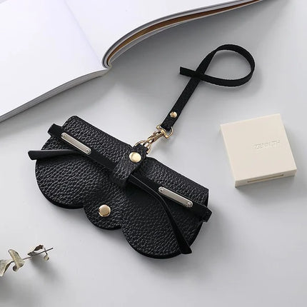 Sunglasses Case, Soft PU Leather Glasses Case with Snap Button, Eyeglasses Case, Sunglasses Holder for Belt and Backpack