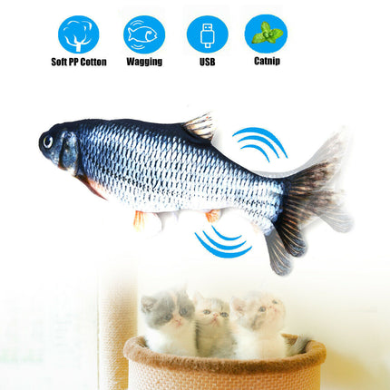 Realistic Electric Fish Cat Toy with USB Rechargeable Design | Interactive Playtime for Cats with Catnip Infusion