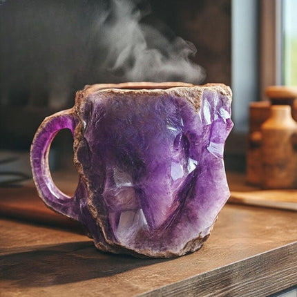 Mineral Glass Coffee Cups, Insulated Glass Coffee Mugs with Agate and Amethyst Crystal Patterns – image 8