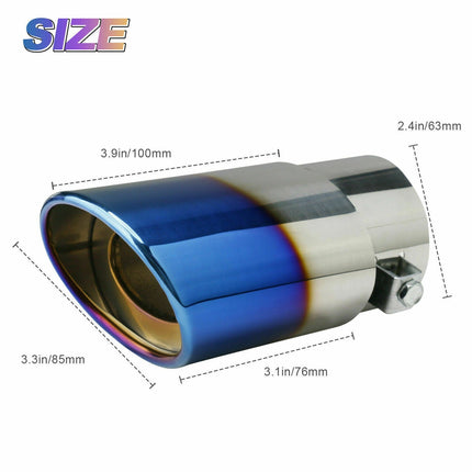 Stainless Steel Car Exhaust Tip with Chrome Blue Finish | Universal Fit Muffler for Enhanced Performance and Style