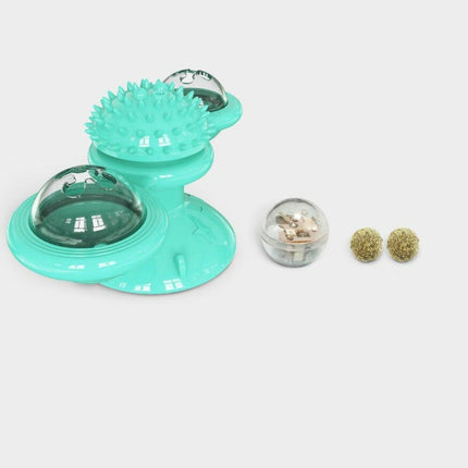 Rotating Windmill Cat Toy with Suction Cup & Catnip | Interactive Play for Dental Health and Hunting Stimulus