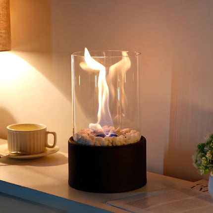 Oil Lamp with Clear Glass Cylinder & Metal Frame | Elegant Atmosphere for Indoor & Outdoor Décor