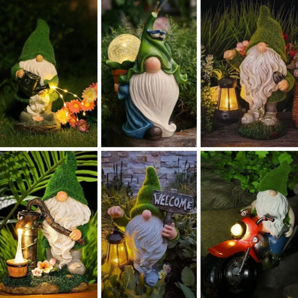 Solar-Powered Garden Gnome with Unique Character | Weatherproof Resin Decor for Magical Outdoor Ambiance
