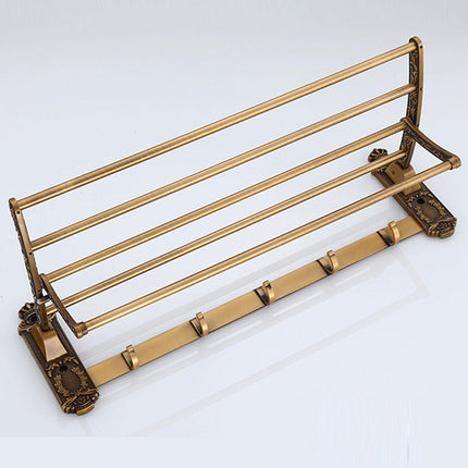Bathroom Towel Rack, Foldable Bath Towel Rack with Hooks