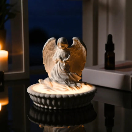 Aroma Light Diffuser Shaped like Angel with Dimmable Warm Glow | Natural Gypsum for Serene Ambiance and Aromatherapy