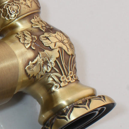 Antique Brass Bathroom Faucet, Single Hole Bathroom Faucet with Long Spout – image 4