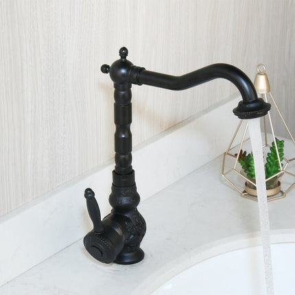 Antique Brass Bathroom Faucet, Single Hole Bathroom Faucet with Long Spout – image 6