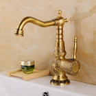 Antique Brass Bathroom Faucet, Deck Mount Bathroom Basin Faucet – image 7