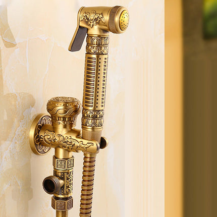 Handheld Bidet Sprayer for Toilet, Antique Brass Toilet Bidet Sprayer with Hose, Wall Mounted Toilet Sprayer