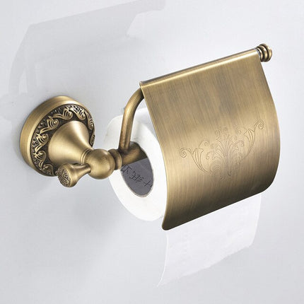 Antique Brass Bathroom Accessories, Toilet Paper Holder – image 9