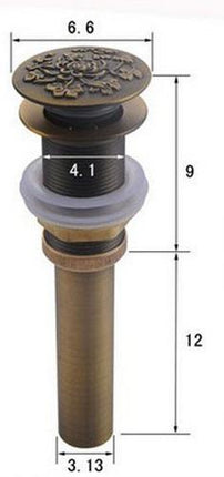 Pop Up Sink Drain without Overflow, Antique Brass Bathroom Sink Drain