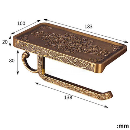 Wall Mounted Toilet Paper Holder with Shelf, Antique Brass Toilet Paper Holder with Phone Shelf for Bathroom – image 6