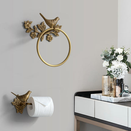 Antique Brass Bathroom Hardware, Bath Towel Holder