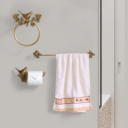 Antique Brass Bathroom Hardware, Carved Towel Ring