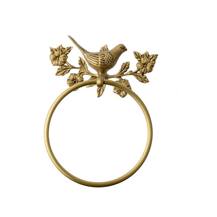 Antique Brass Bathroom Hardware, Carved Towel Ring – image 5