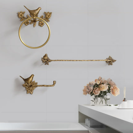 Antique Brass Bathroom Hardware, Bath Towel Holder, Carved Towel Ring, Towel Bar, Toilet Paper Holder, Wall Hook