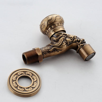 Outdoor Faucet Brass, Hose Spigot with Carved Vintage Design – image 21