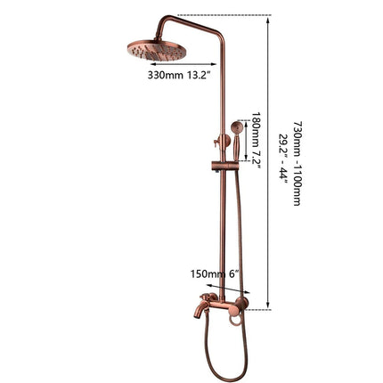 Antique Copper Wall Mounted Shower System