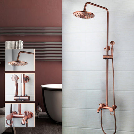 Shower Faucet Set with Rain Shower Head and Single Handle Mixer, Antique Copper Wall Mounted Shower System