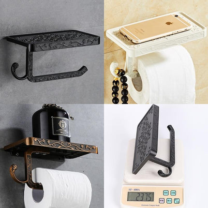 Toilet Paper Holder Wall Mounted with Phone Shelf, Bathroom Tissue Holder