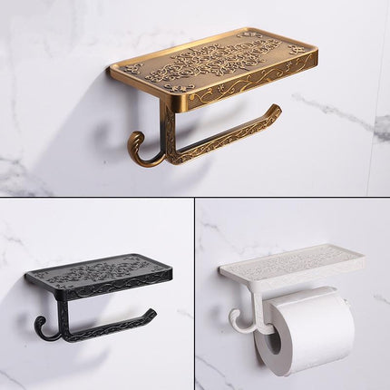 Toilet Paper Holder Wall Mounted with Phone Shelf, Bathroom Tissue Holder, Toilet Paper Rack, Bathroom Accessories