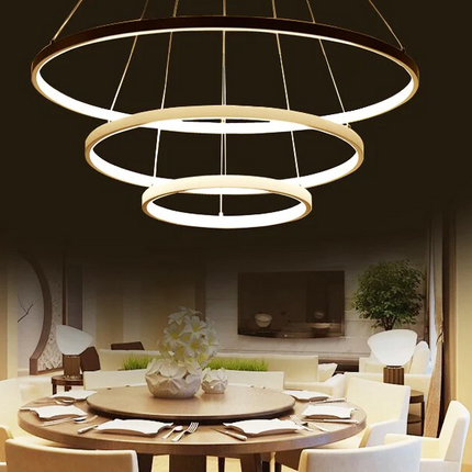 Halo Chandelier with Customizable Concentric Rings | LED Lighting Fixture for Elegant Home Decor