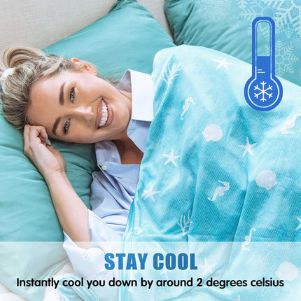 Coastal Comfort | Direct Cooling Throw Blanket with Double-Sided Effect | Lightweight & Breathable for Hot Sleepers