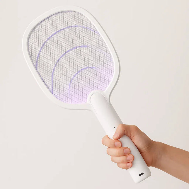 Electric Fly Swatter Rechargeable, 2 in 1 Bug Zapper Racket, Insect Zapper with Holder for Indoor and Outdoor