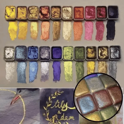 Metallic Watercolor Paints, Pearl Paint Set in a Portable Box, Art Supplies for Artists and Beginners