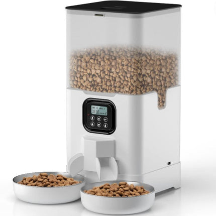 Automatic Double Meal Feeder with Desiccant Box & Stainless Steel Tray | Intelligent Feeding Solution for Pets