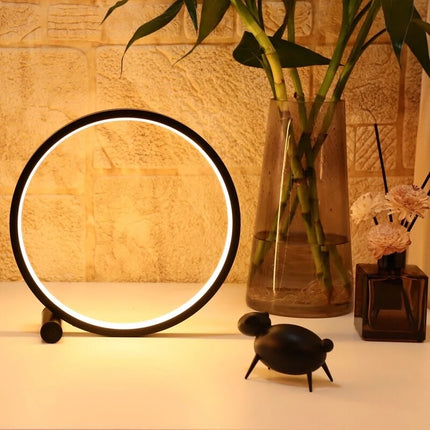 Dimmable LED Nightstand Lamp with Halo Ring Design | Minimalist Home Decor for Cozy Lighting