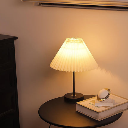 Dimmable Table Lamp with Pleated Fabric Shade | Elegant Lighting for Home Ambiance